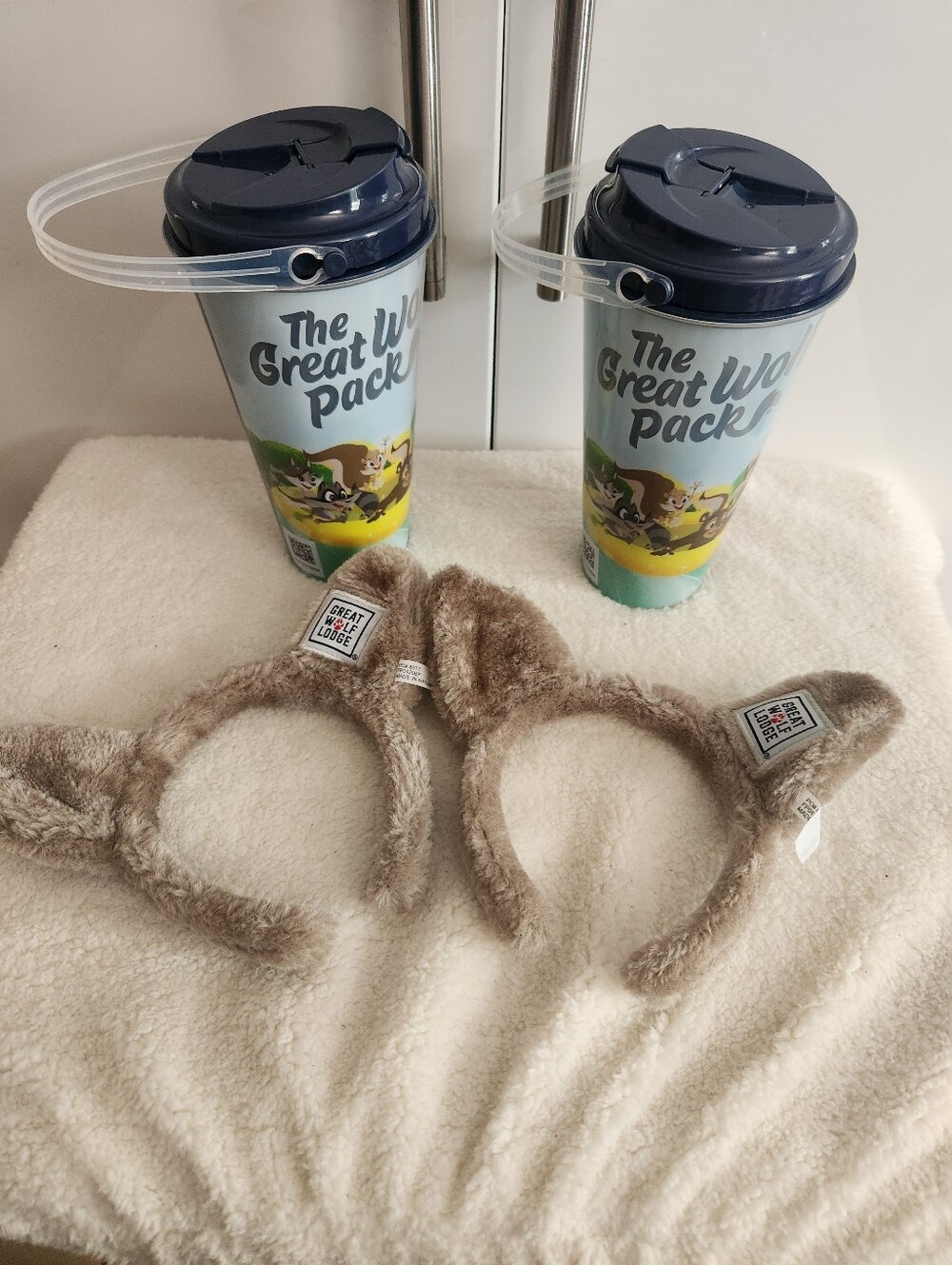 Great Wolf Lodge Great Wolf Pack 2pc Blue Plastic 16oz Kids Cups w/ Lid & 2 Ears